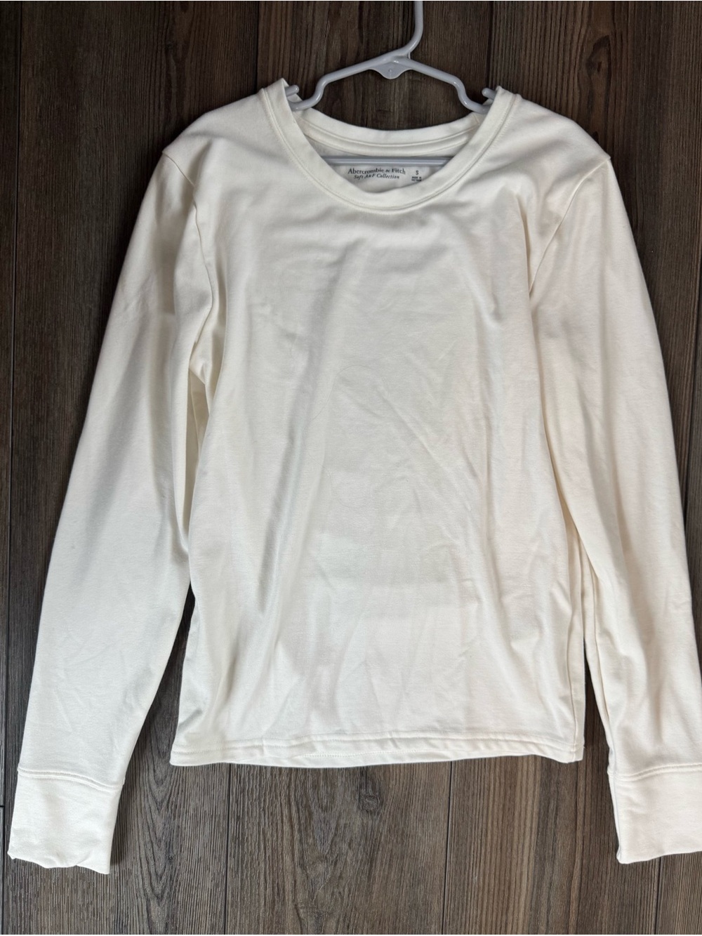 abercrombie Soft A&F Collection kids Long Sleeve Tee T Shirt - Off-White/Cream S